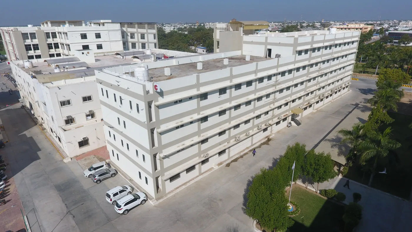 Aerial view of the Nootan Medical College & Research Centre campus building at Visnagar