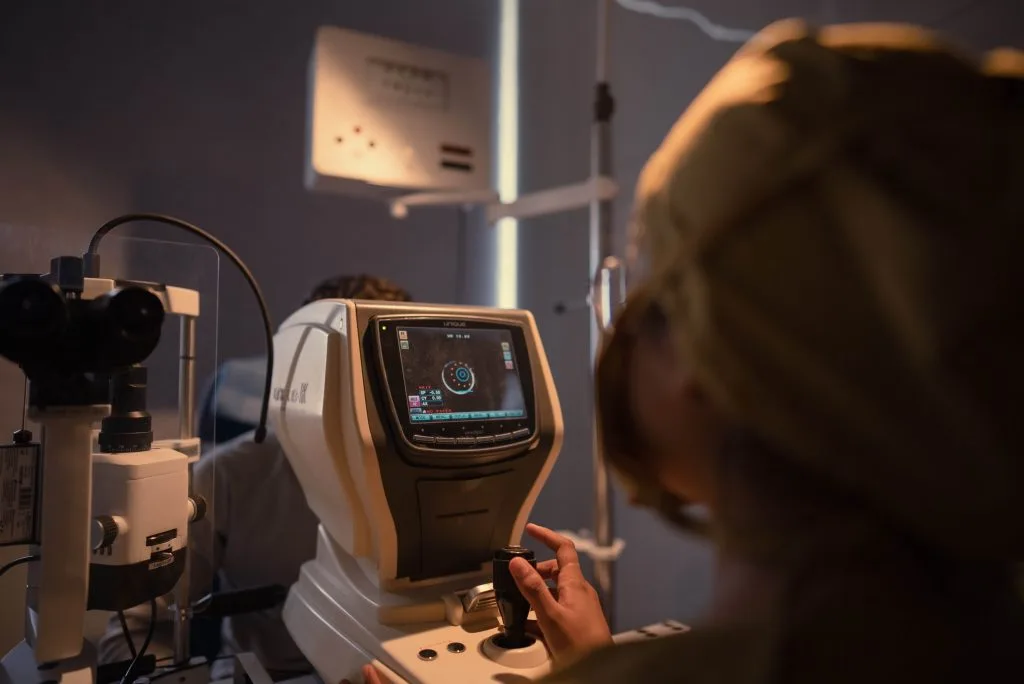 Ophthalmology diagnostic examination using an auto-refractometer at Parul Sevashram Hospital