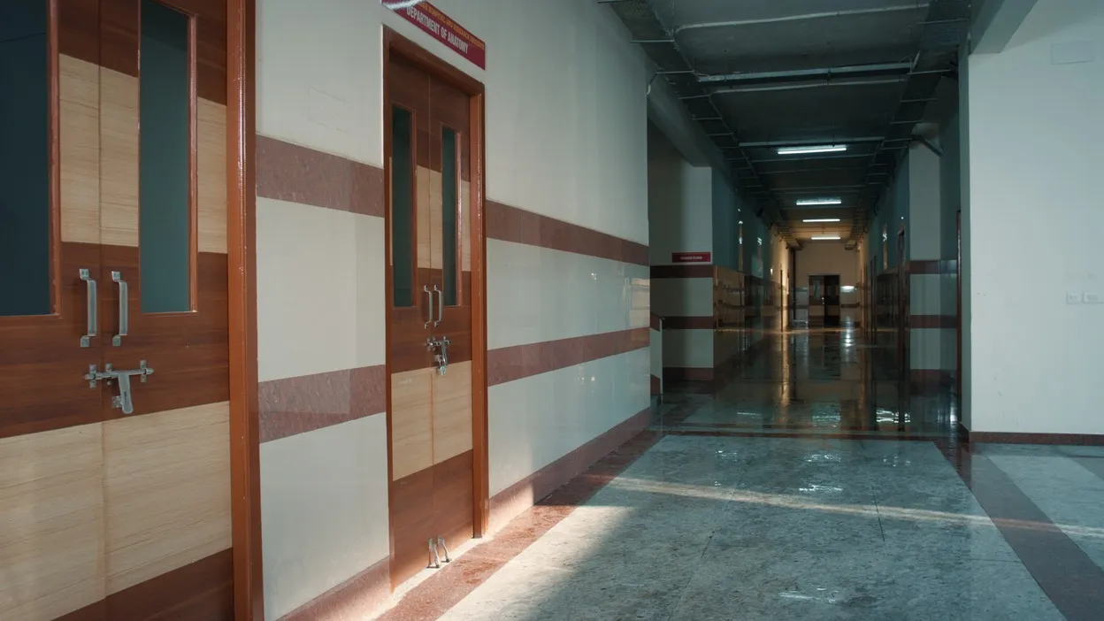Department of Anatomy corridor at PSP Medical College, Kancheepuram