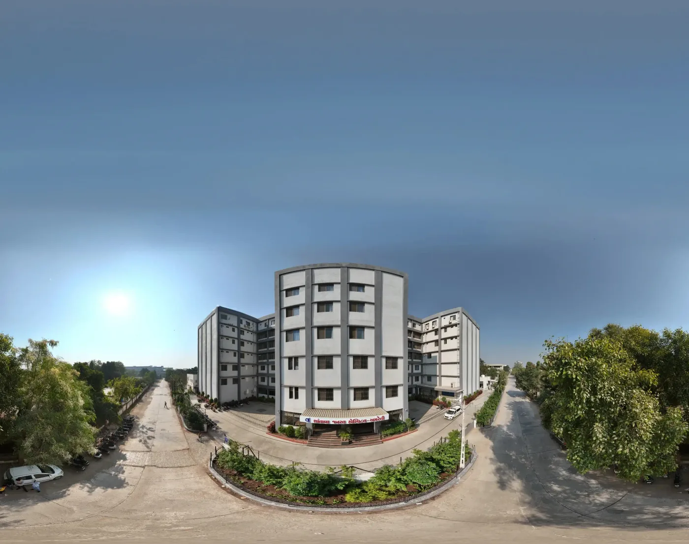 Multi-storey academic buildings on the Shantabaa Medical College campus, Amreli